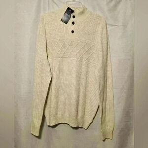 Chaps Mens Cream Knit Sweater 100% Cotton NWT Size Large